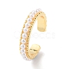 Plastic Pearl Beaded Open Cuff Ring RJEW-C058-03G-1