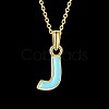 Fashion Tin Alloy Enamel Initial Pendant Necklaces NJEW-BB20973-J-7