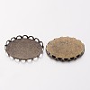 Flat Oval Brass Lace Edge Bezel Cups X-KK-E185-AB-NF-2
