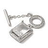 Brass Micro Pave Clear Cubic Zirconia Toggle Clasps KK-N254-87P-3
