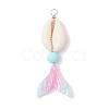 Dyed Natural Howlite Round & Natural Cowrie Shell & Cellulose Acetate(Resin) Mermaid Tail Big Pendants PALLOY-JF04122-3