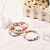 Natural Wood Round Beads Stretch Bracelets for Kid BJEW-JB06640-3