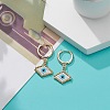 Japanese Seed Braided Rhombus with Evil Eye Dangle Hoop Earrings EJEW-MZ00002-01-3