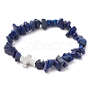 3Pcs 3 Style Natural Mixed Gemstone Chips Beaded Stretch Bracelets Set BJEW-TA00392-3