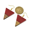 Resin & Walnut Wood Triangle Dangle Earrings EJEW-JE05505-04-2