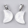 Moon Natural Quartz Crystal Pendants G-Q369-04-1