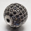 CZ Brass Micro Pave Cubic Zirconia Round Beads ZIRC-L017-14mm-06B-2