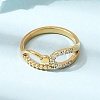 304 Stainless Steel Micro Pave Cubic Zirconia Finger Rings for Women RJEW-A104-01G-1