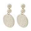 Flat Round Alloy Raffia Dangle Stud Earrings FS-WG4F3C4-05-1