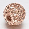 CZ Brass Micro Pave Cubic Zirconia Round Beads ZIRC-L017-8mm-12RG-2