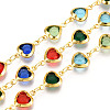 Brass Glass Heart Link Chains CHC-T018-13A-G-1