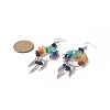 Natural & Synthetic Mixed Gemstone Chips Tree of Life with Alloy Feather Chandelier Earrings EJEW-JE05213-4