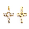 Brass Micro Pave Clear Cubic Zirconia Pendants ZIRC-J025-41G-2