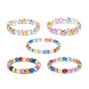 5Pcs 5 Style Pumpkin & Round & Polygon & Heart & Star Acrylic Beaded Stretch Bracelets Set BJEW-JB08927-1
