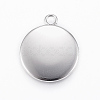 Tarnish Resistant 304 Stainless Steel Pendant Cabochon Settings STAS-E146-18P-16mm-2
