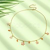 Natural Agate Round & Alloy Enamel Star Charms Bib Necklace with 304 Stainless Steel Chains NJEW-JN04404-01-5