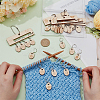 Oval Wooden Pendant Locking Stitch Markers and Frame HJEW-FG00009-3