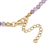 Synthetic Turquoise & Natural Amethyst Faceted Round Beaded Starfish 304 Stainless Steel Pendant Necklaces for Women NJEW-JN05459-6