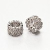 Brass Micro Pave Grade AAA Cubic Zirconia European Large Hole Beads ZIRC-O010-05P-NR-1