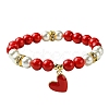 Valentine's Day Natural Dyed Mashan Jade Beaded Stretch Bracelets for Women X1-BJEW-TA00575-2