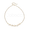 Ocean Dyed Synthetic Turquoise Starfish Beaded Bib Necklaces with 304 Stainless Steel Satellite Chains NJEW-JN05979-02-3