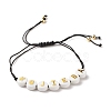 Acrylic Flat Round with Letters Braided Bead Bracelet for Women BJEW-JB07571-02-1