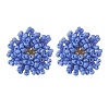 Glass Seed Braided Beaded Flower Stud Earrings EJEW-MZ00072-02-1