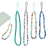 4Pcs 4 Style Round Acrylic Beads & Natural Gemstone Phone Hand Strap Chains FIND-AR0003-89-1