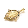 Religion Themed Rack Plating Brass Micro Pave Cubic Zirconia Pendants KK-L226-007G-13-2