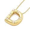 Brass & Plastic Pearl Letter Pendant Box Chain Necklaces for Women NJEW-U017-01G-04-2