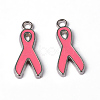 Breast Cancer Pink Awareness Ribbon Alloy Enamel Pendants X-EA546Y-2-1