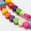 Dyed Synthetical Turquoise Heart Bead Strand G-P083-88C-1