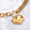 Ion Plating(IP) 304 Stainless Steel Twisted Chain & Cable Chain Heart Charm Bracelets for Women BJEW-H613-01G-3