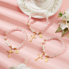 Natural Rose Quartz & Synthetic Turquoise Round Beaded Stretch Bracelet BJEW-PH01531-01-3