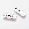 Tibetan Style Alloy Rectangle with Word Love Pendants X-TIBEP-Q043-069-RS-2