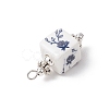 Blue and White Floral Printed Cube Porcelain Pendants PALLOY-JF03965-01-5