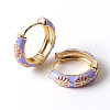 Daisy Flower Enamel Hoop Earrings EJEW-G290-01G-B-3