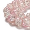 Pink & Clear Crackle Glass Round Beads Strands X-CCG-Q002-10mm-01-3