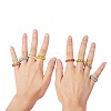 30Pcs 6 Colors Round Glass Seed Beaded Finger Rings RJEW-SZ0001-01-4