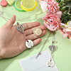 2Pcs Flat Round & Wing Alloy Pendant Decorations HJEW-CA00073-3