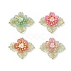 Brass Glass Seed Beaded Flower Pendants PALLOY-MZ01118-1