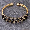 Brass Wire Wrap Cuff Bangle with Round Beaded BX4244-2