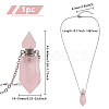 1Pc Natural Rose Quartz Faceted Pointed Bullet Shaped Perfume Bottle Pendant Necklaces NJEW-FH0001-38P-05-2