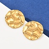 304 Stainless Steel Hammered Flat Round Stud Earrings EJEW-A138-04G-2