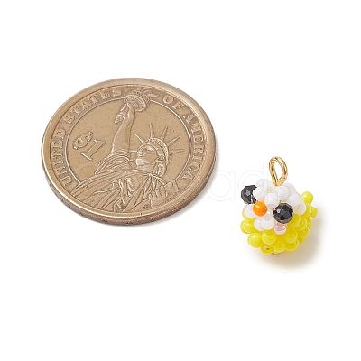 Glass Seed Beaded Bird Charms PALLOY-MZ00971-1