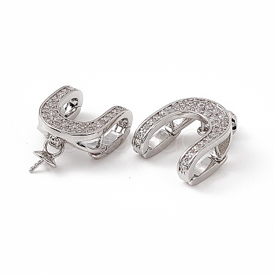 Brass Micro Pave Clear Cubic Zirconia Fold Over Clasps KK-K271-03P-1
