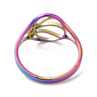 Ion Plating(IP) 304 Stainless Steel Hollow Basketball Adjustable Ring for Women RJEW-M149-28RC-1