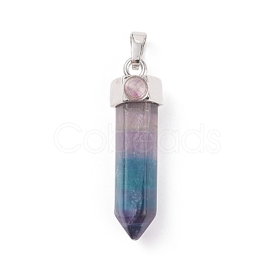 Natural Bullet Fluorite Pointed Pendants G-E308-C11-1
