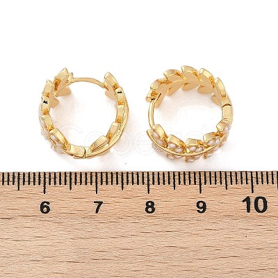 Leaf Brass Hoop Earrings KK-U058-64G-1