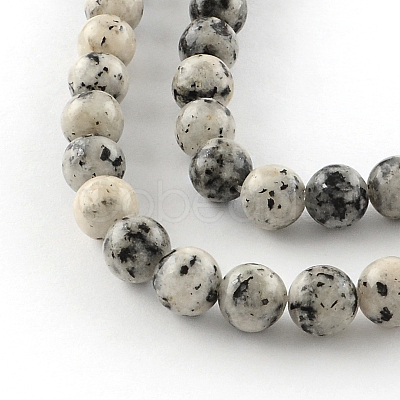 Dyed Natural Sesame Jasper Round Beads Strands G-R342-6mm-15-1